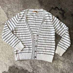 Belldini Black and White Striped Cardigan - sz medium